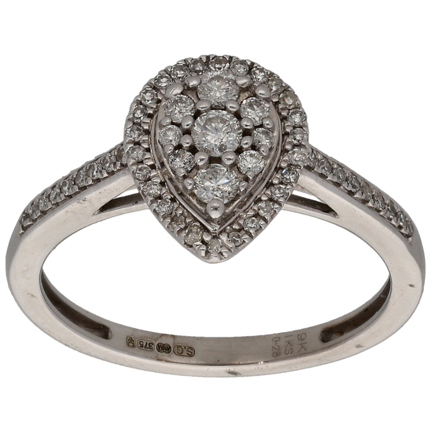 9ct White Gold 0.28ct Diamond Cluster Ring Size L