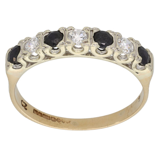 9ct Gold Sapphire & Cubic Zirconia Eternity Ring Size M