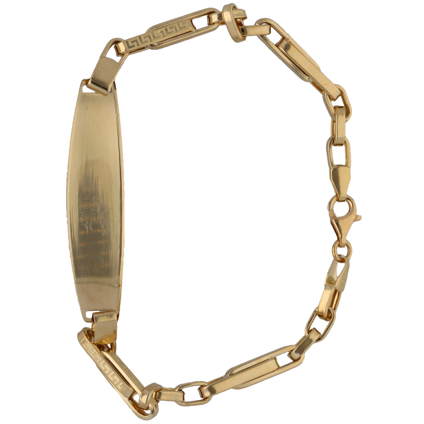 New 14ct Gold Fancy Greek Key ID Bracelet