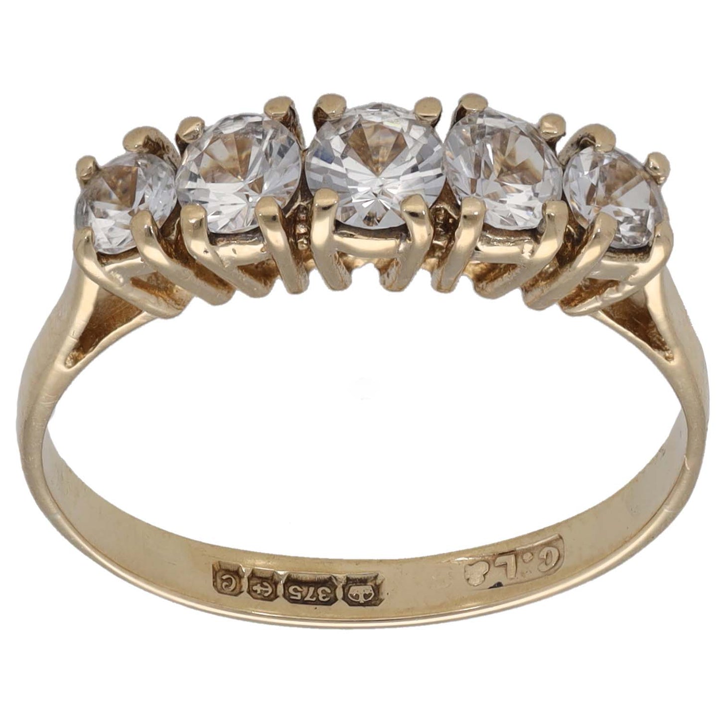 9ct Gold Cubic Zirconia Half Eternity Ring Size O