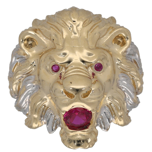 14ct Bicolour Gold Imitation Lion's Head Ring Size W