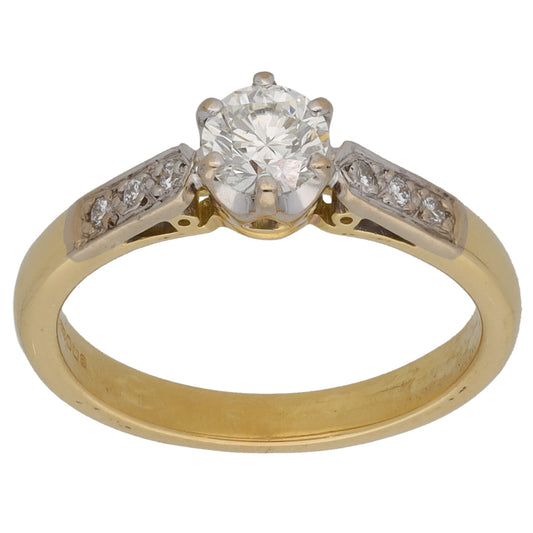 18ct Gold 0.46ct Diamond Solitaire Ring With Accent Stones Size L