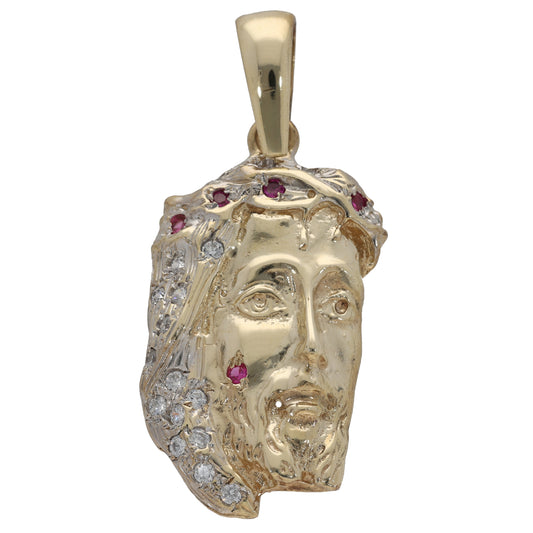 9ct Gold Imitation Gems Jesus Pendant