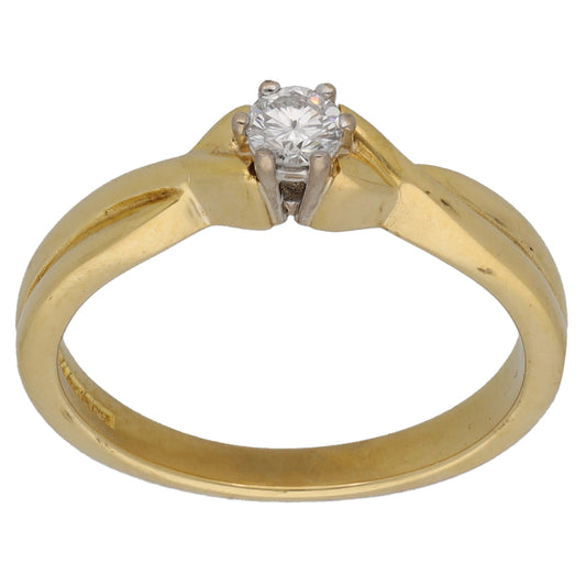 18ct Gold 0.15ct Diamond Solitaire Ring Size L