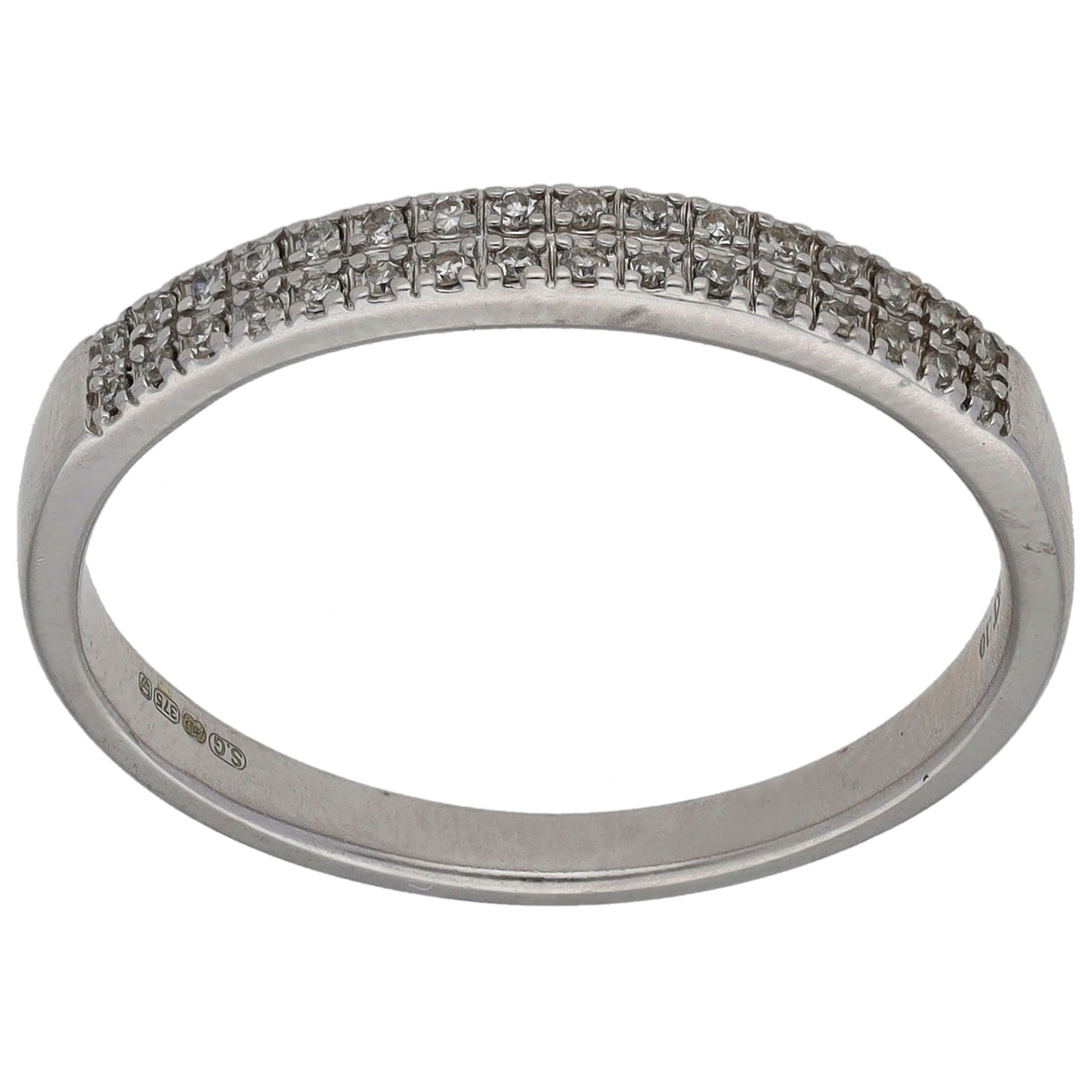 9ct White Gold 0.10ct Diamond Half Eternity Ring Size Q