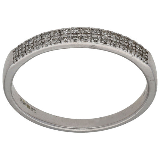 9ct White Gold 0.10ct Diamond Half Eternity Ring Size Q