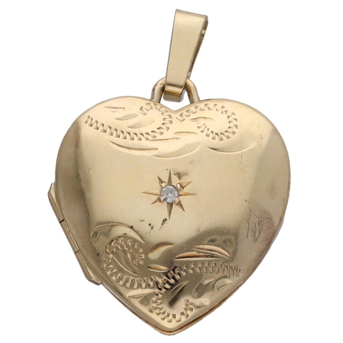 9ct Gold 0.005ct Diamond Heart Locket Pendant