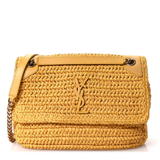 Yves Saint Laurent Niki Medium Raffia Bag - Wheat