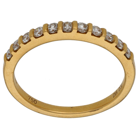 18ct Gold 0.03ct Diamond Half Eternity Ring Size N