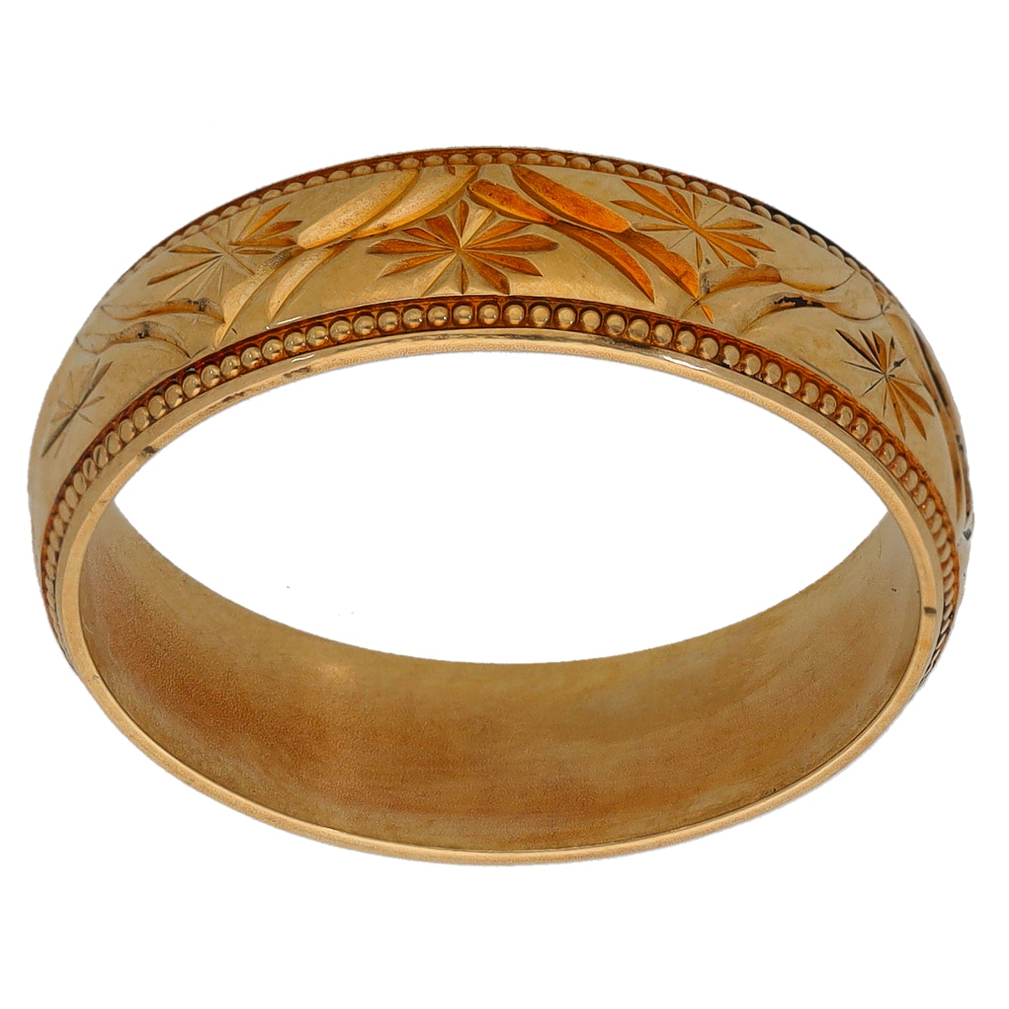 9ct Gold Patterned Wedding Ring Size N