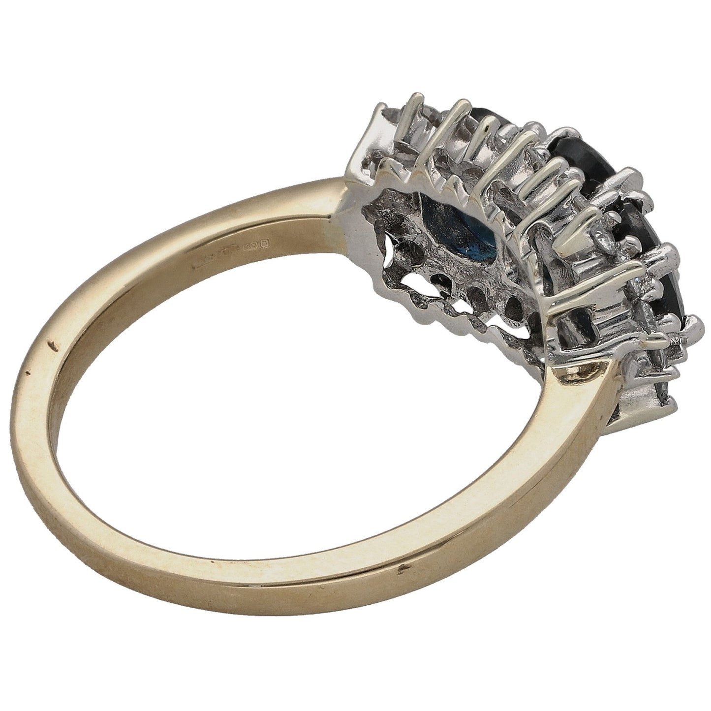 9ct Gold Sapphire & 0.44ct Diamond Dress/Cocktail Ring Size P