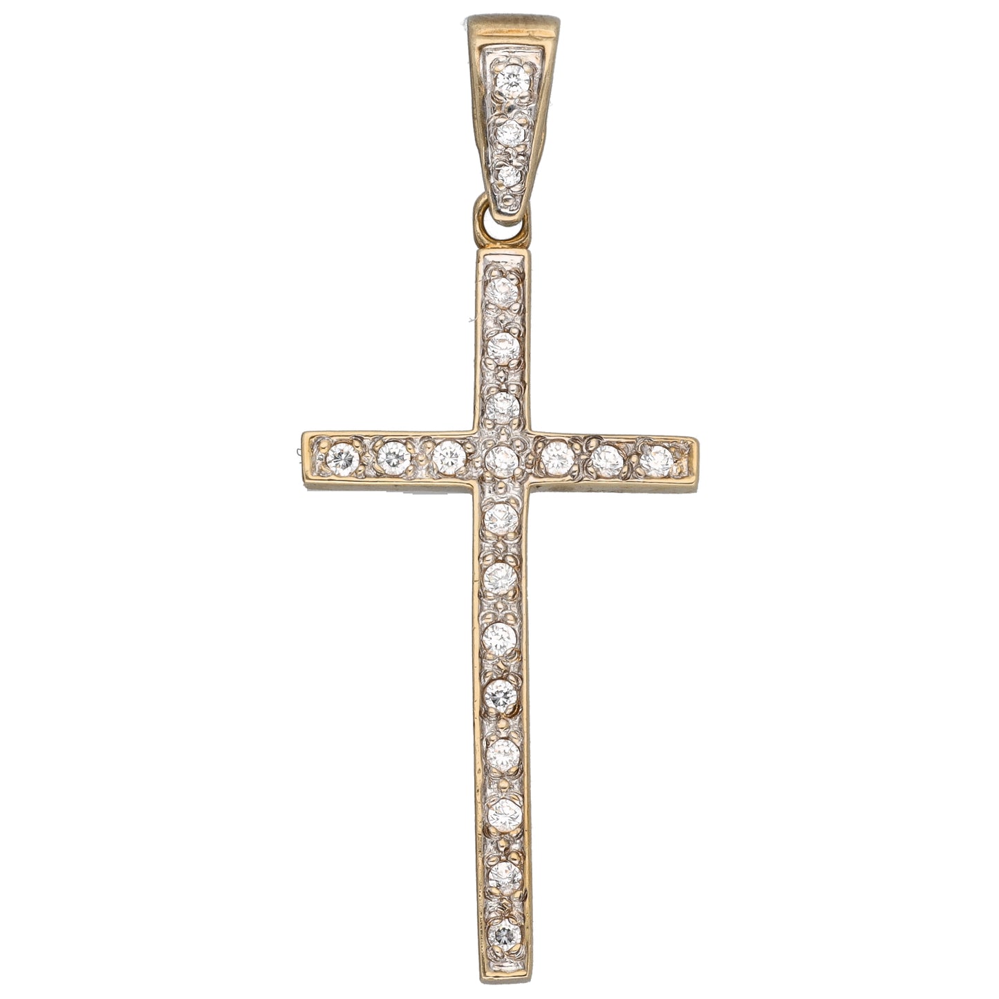 9ct Gold Cubic Zirconia Cross Pendant