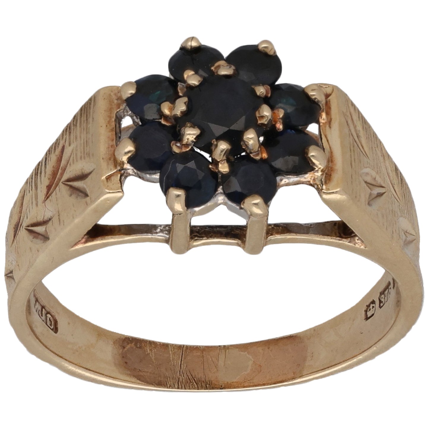 9ct Gold Sapphire Cluster Ring Size M