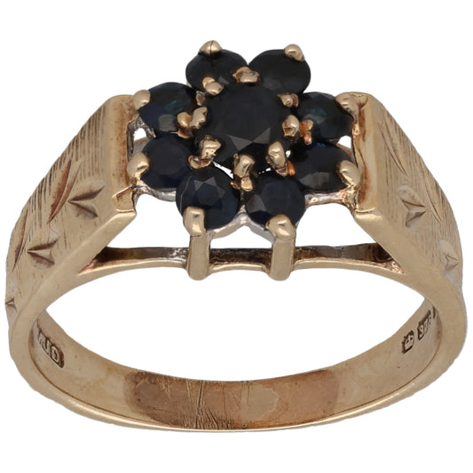 9ct Gold Sapphire Cluster Ring Size M