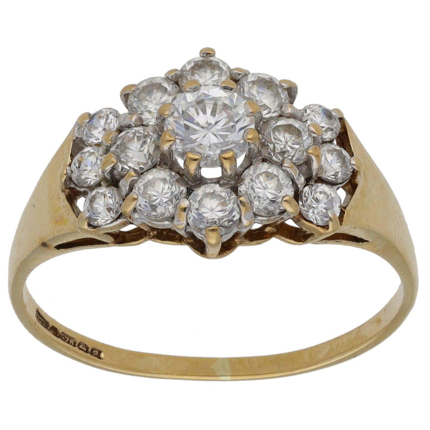 9ct Gold Cubic Zirconia Cluster Ring Size N