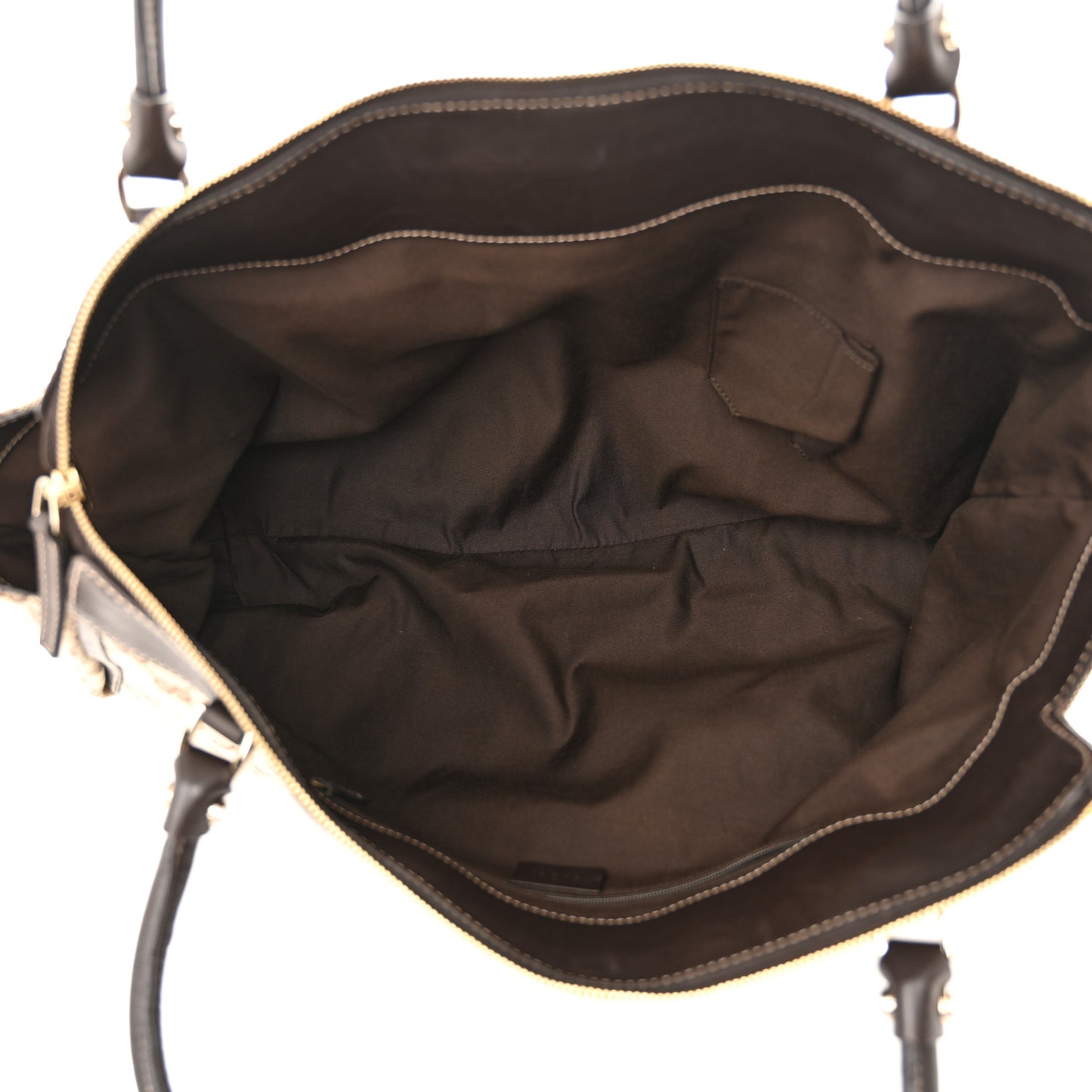 Gucci GG Monogram D Gold Tote Dark Brown Canvas Bag - Brown