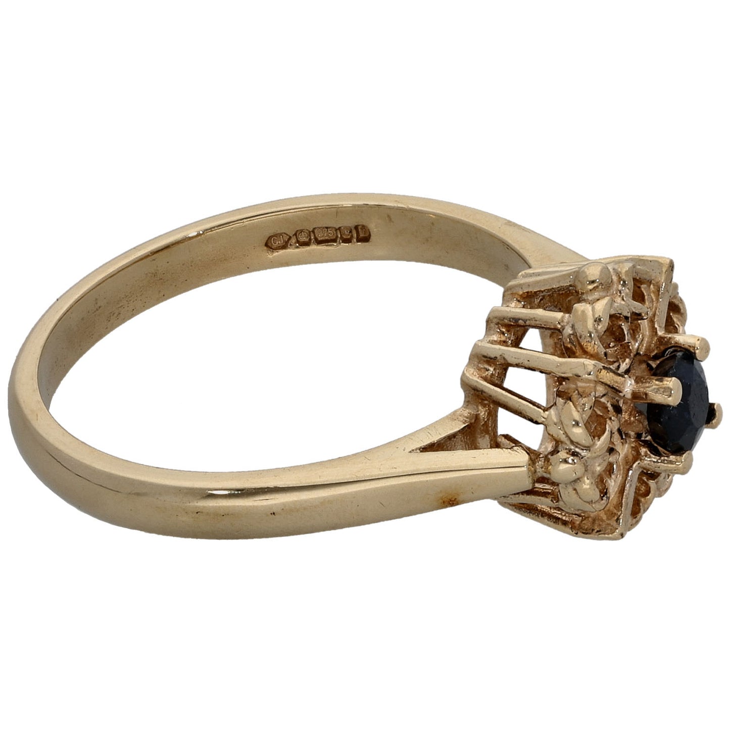 9ct Gold Sapphire Single Stone Ring Size N 1/2