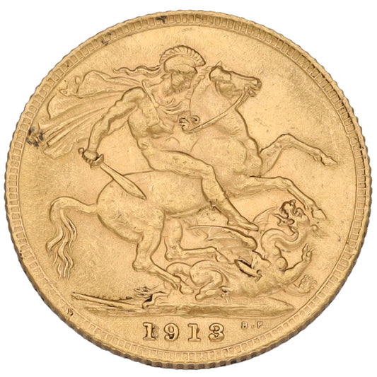 22ct Gold King George V Full Sovereign Coin 1913