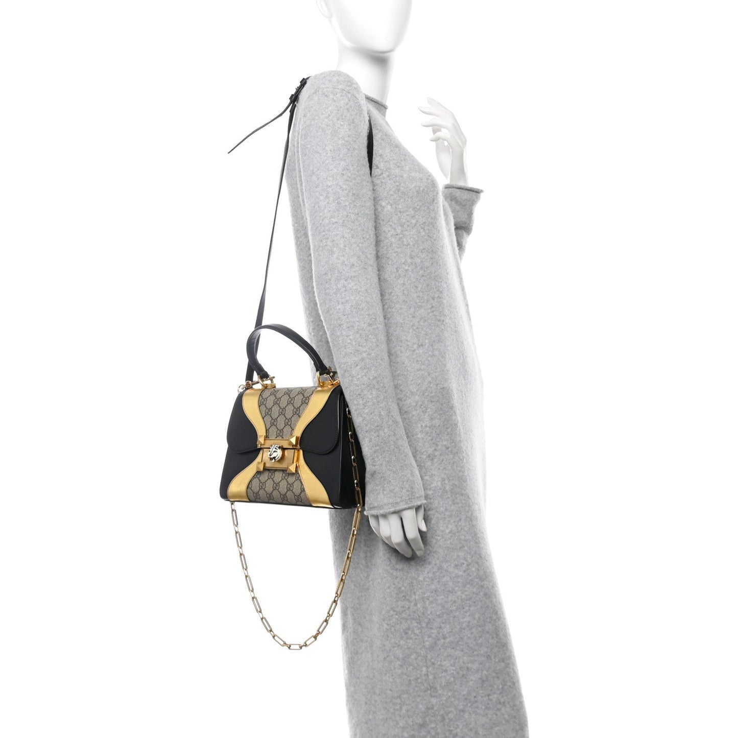 Gucci Osiride Small GG Supreme Coated Canvas Bag - Black & Gold