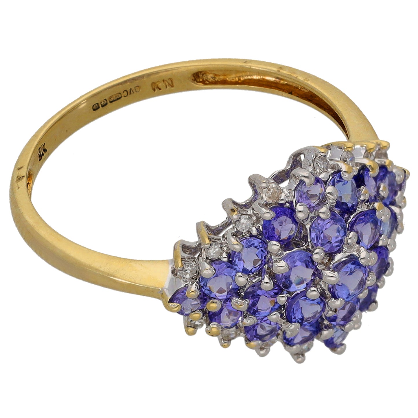 9ct Gold Tanzanite & 0.08ct Diamond Dress/Cocktail Ring Size S