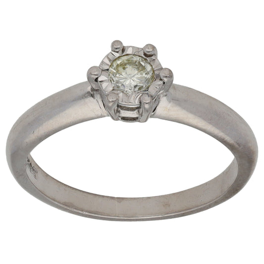 18ct White Gold 0.10ct Diamond Solitaire Ring Size K