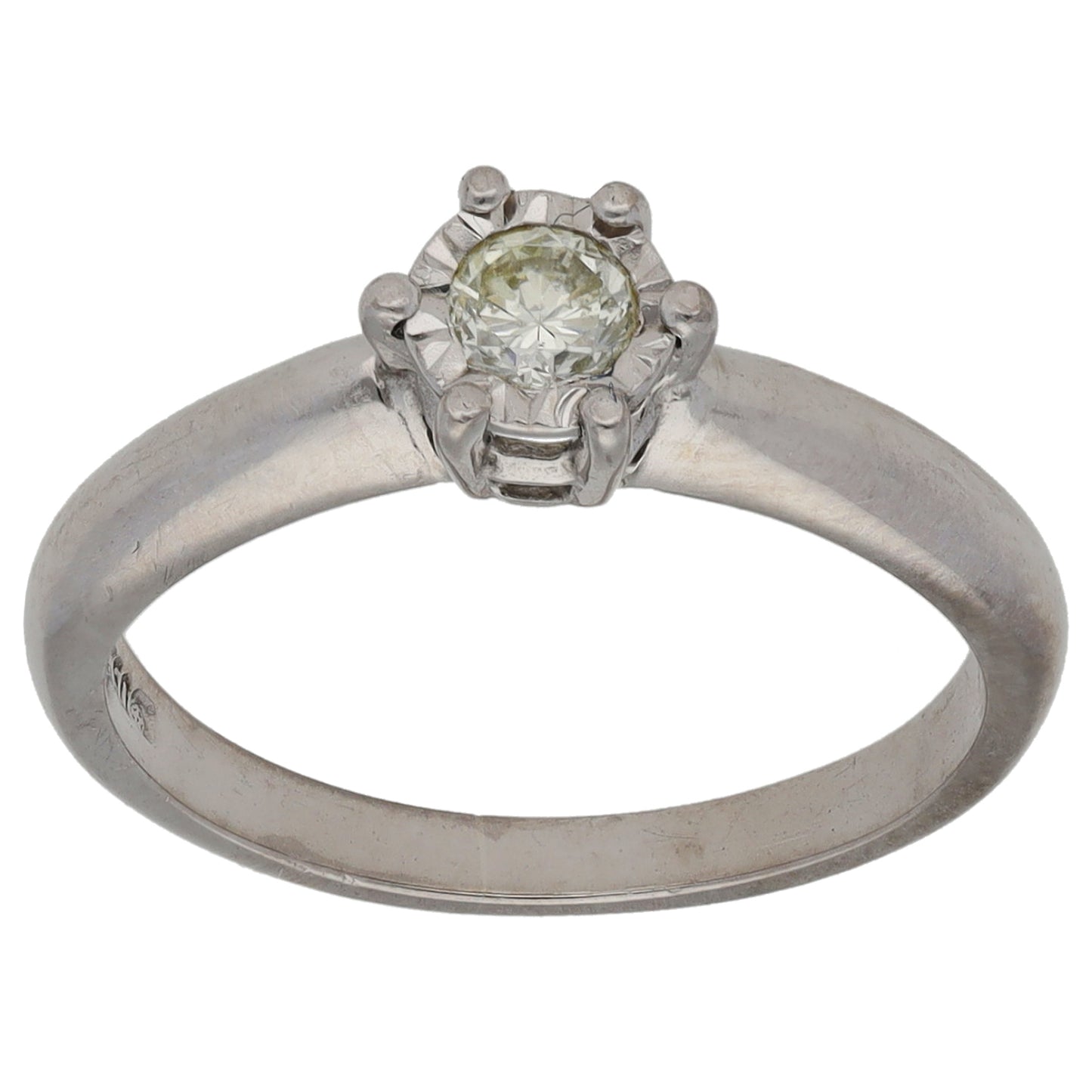 18ct White Gold 0.10ct Diamond Solitaire Ring Size K