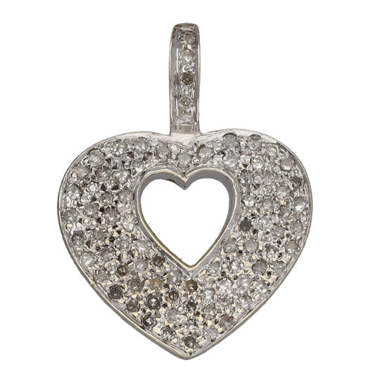9ct White Gold 0.37ct Diamond Heart Pendant