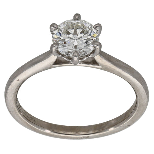 Platinum 1.15ct Diamond Solitaire Ring Size M