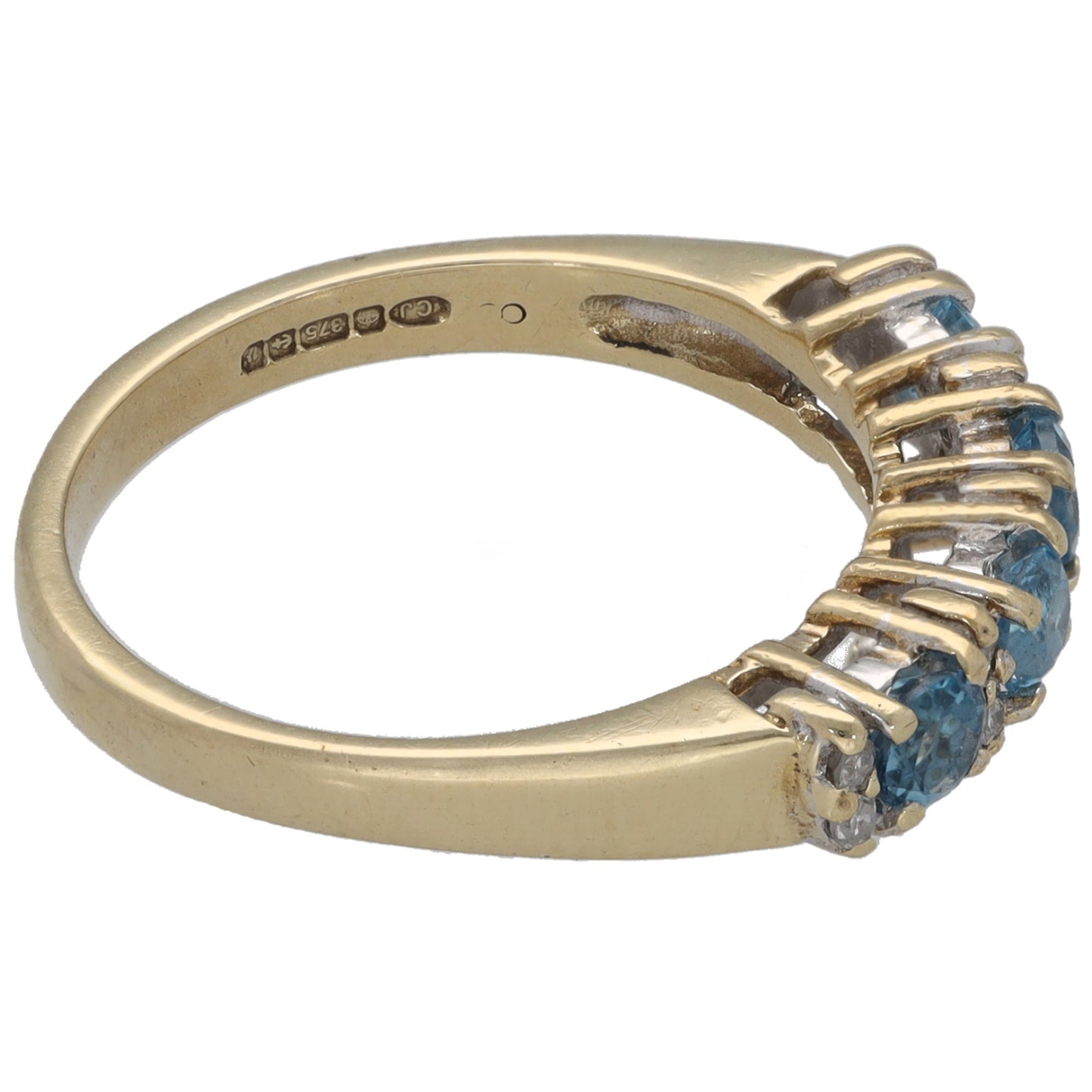 9ct Gold Topaz & 0.05ct Diamond Half Eternity Ring Size L