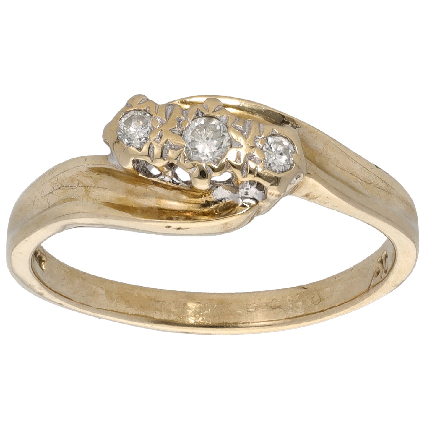 9ct Gold 0.10ct Diamond Trilogy Ring Size P