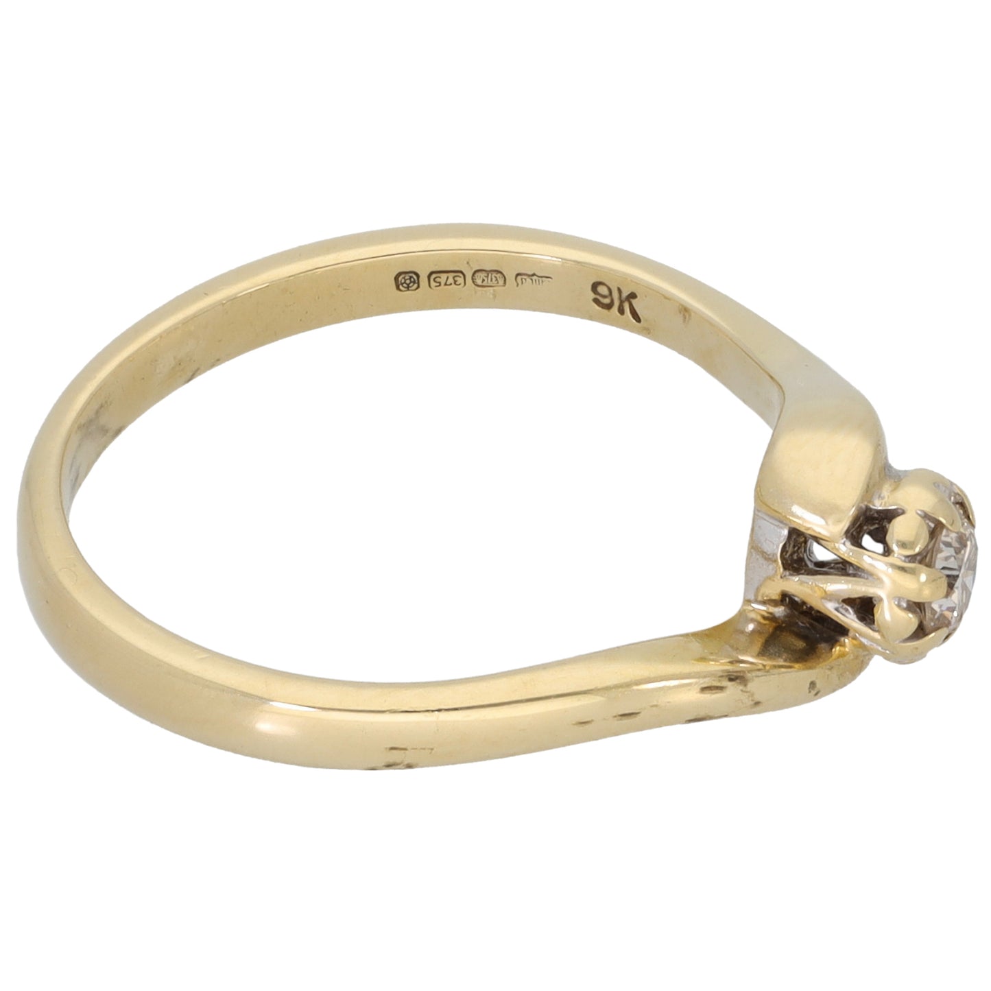 9ct Gold 0.15ct Diamond Solitaire Ring Size M