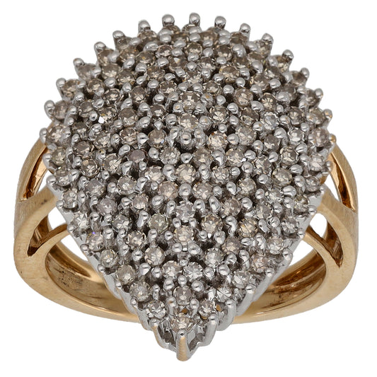 9ct Gold 1.24ct Diamond Cluster Ring Size L