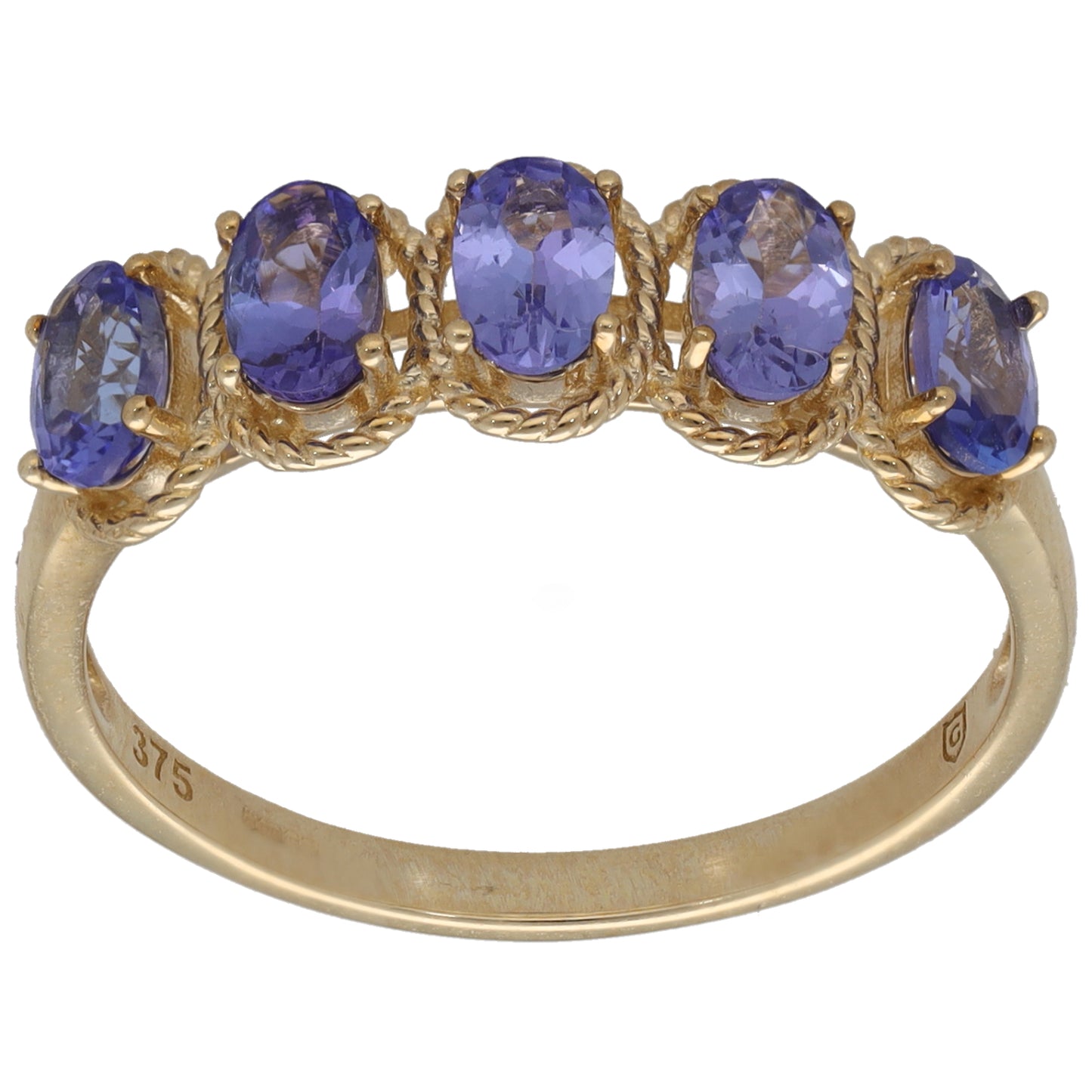 9ct Gold Tanzanite Half Eternity Ring Size R