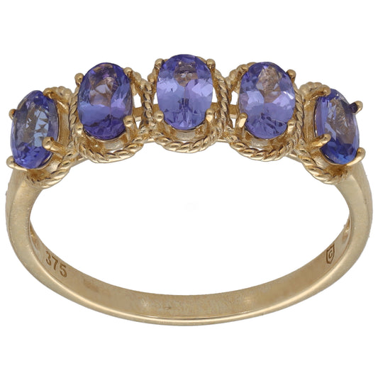 9ct Gold Tanzanite Half Eternity Ring Size R