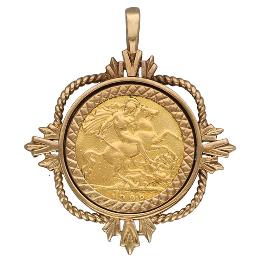 9ct Gold Half Sovereign Coin Pendant
