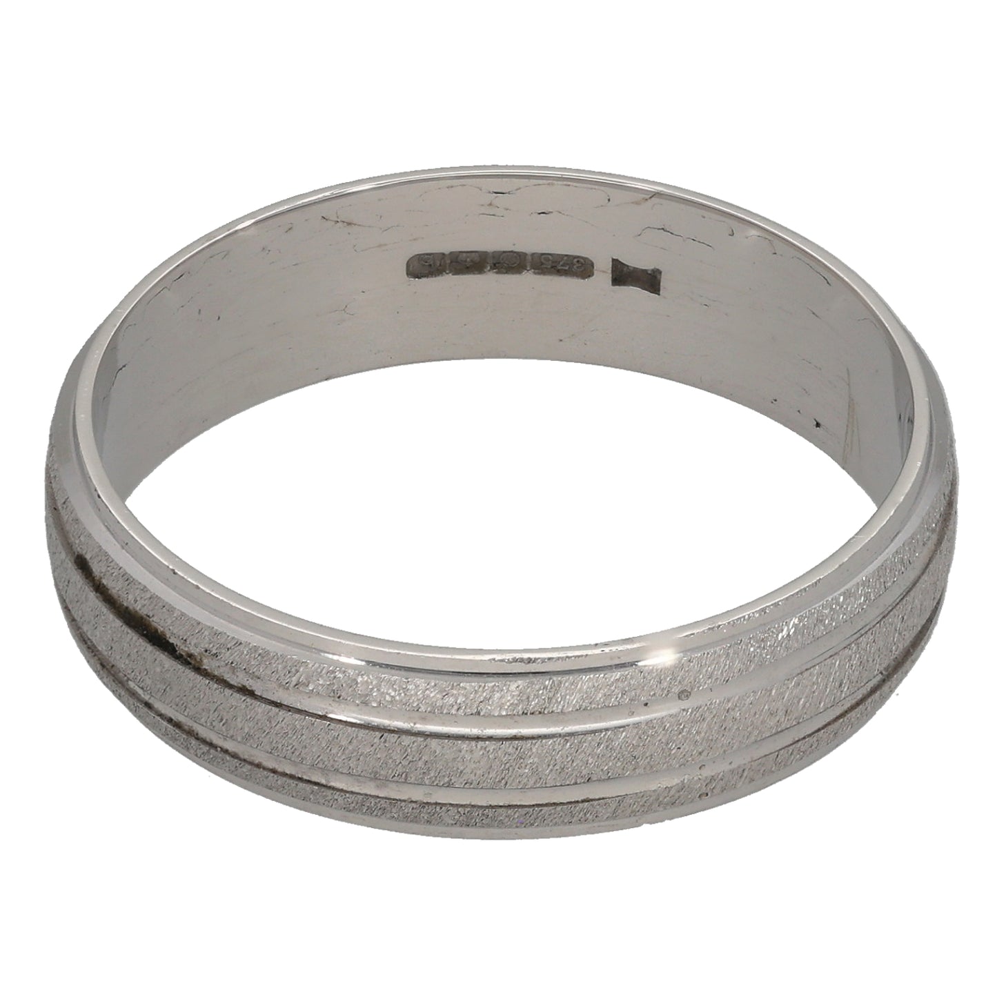 9ct White Gold Patterned Wedding Ring Size X