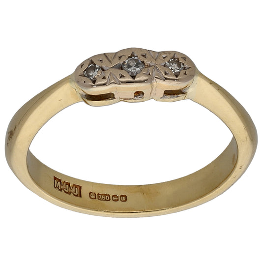 18ct Gold 0.04ct Diamond Trilogy Ring Size K