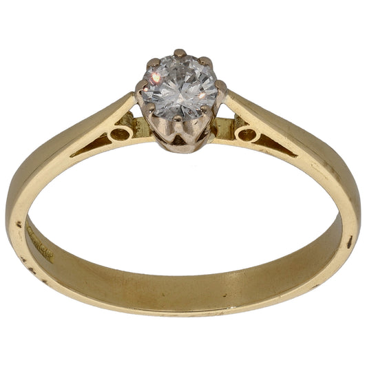 18ct Gold 0.26ct Diamond Solitaire Ring Size P