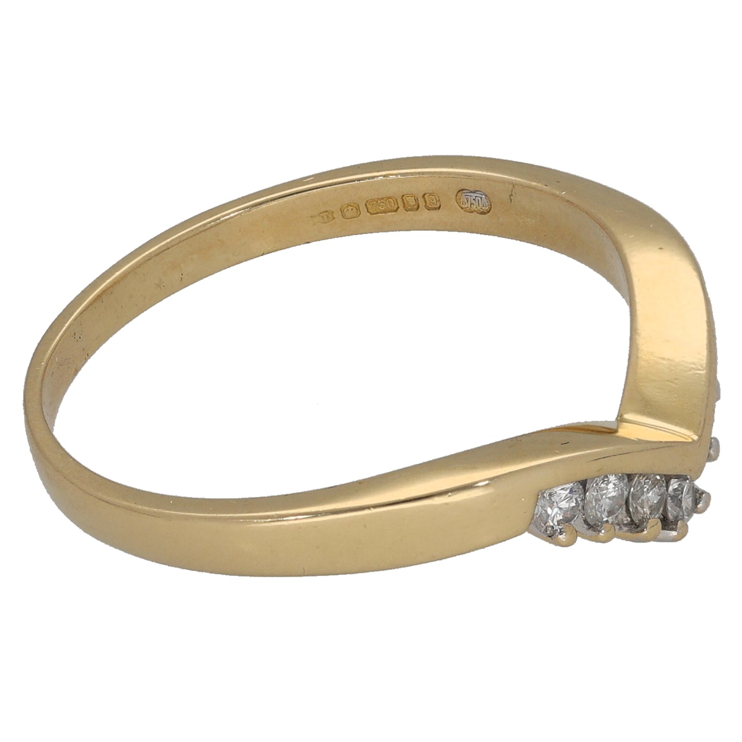 18ct Gold 0.21ct Diamond Wishbone Ring Size S