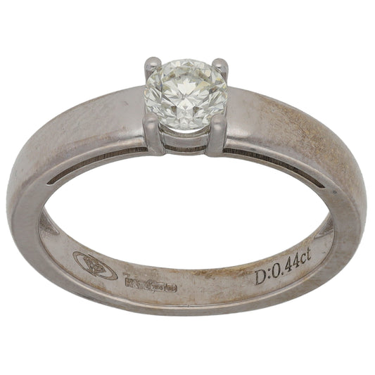 18ct White Gold 0.44ct Diamond Solitaire Ring Size M