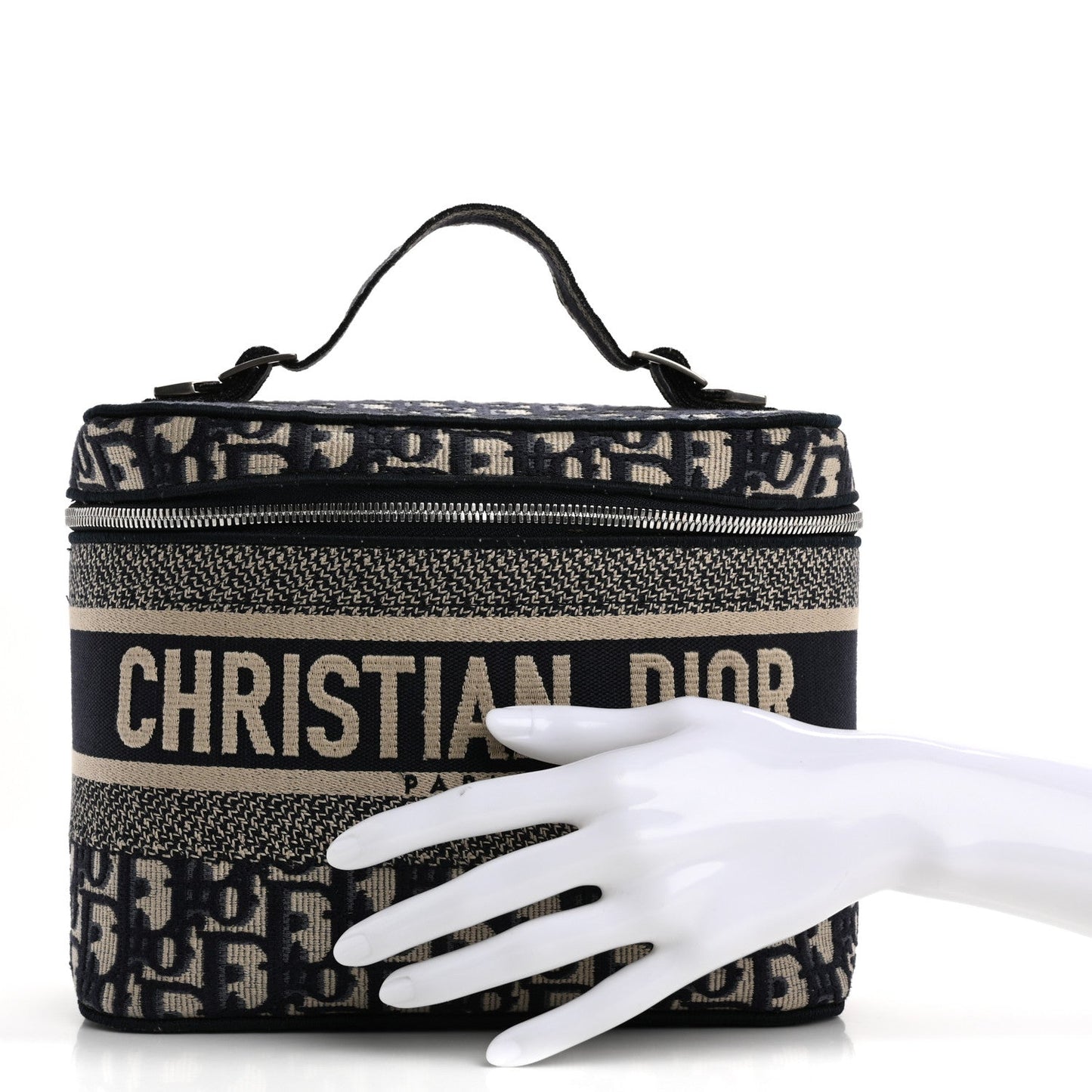 Christian Dior Diortravel Vanity Case Oblique Canvas Bag - Blue & Beige