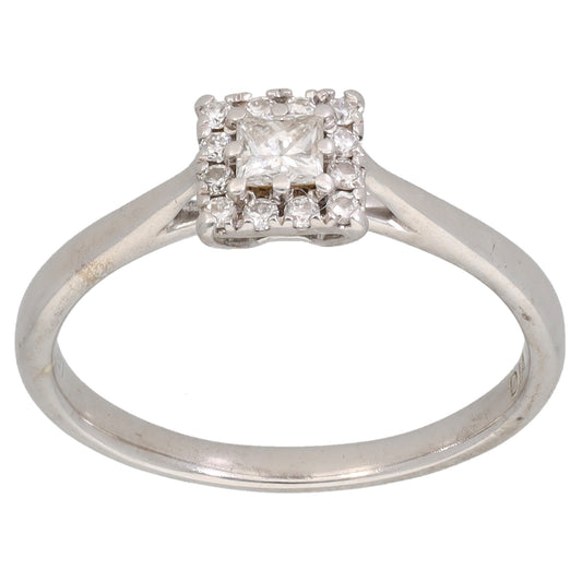 9ct White Gold 0.24ct Diamond Cluster Ring Size M