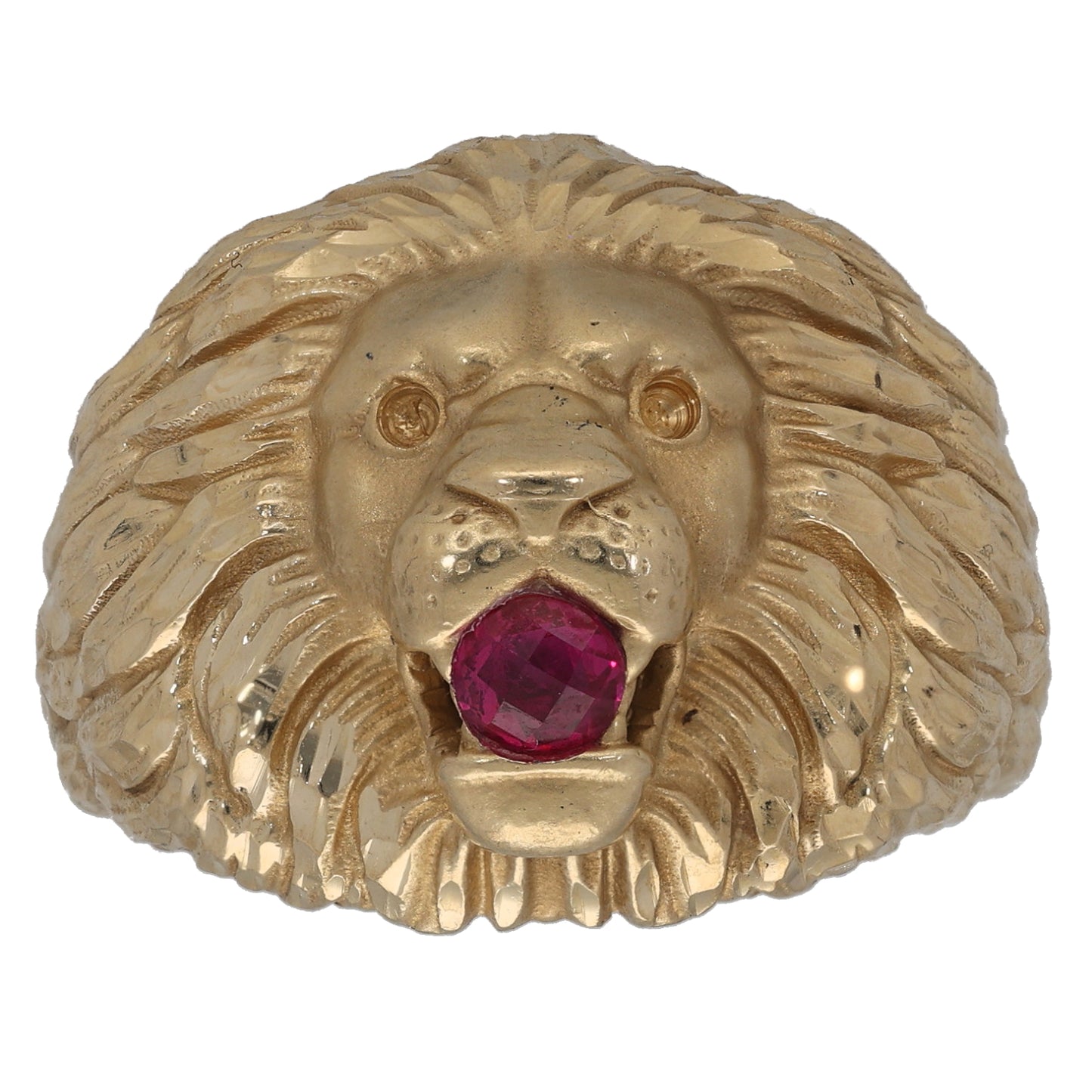 14ct Gold Imitation Single Stone Lion's Head Ring Size V
