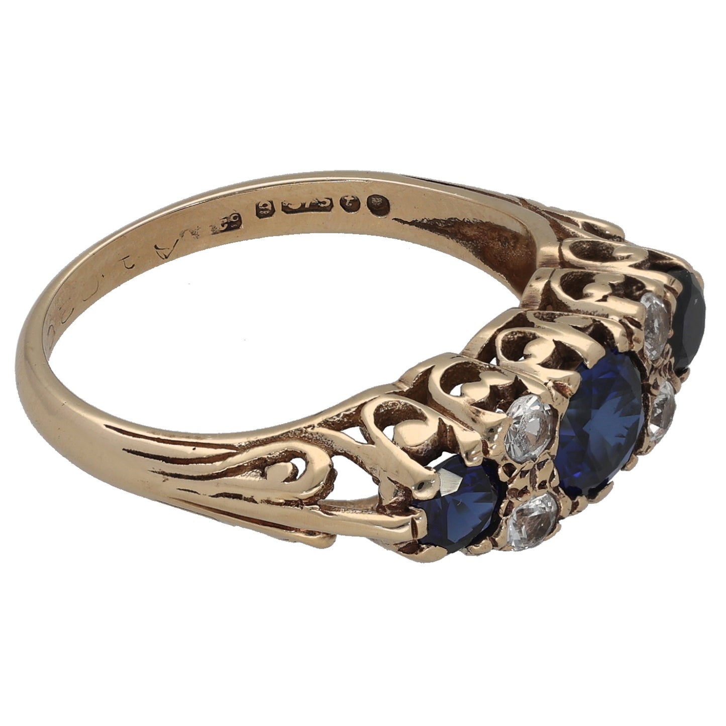 9ct Gold Sapphire & Imitation Dress/Cocktail Ring Size P