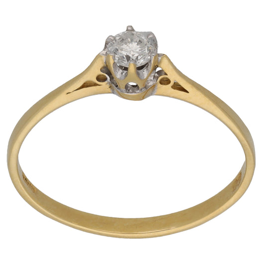 18ct Gold 0.20ct Diamond Solitaire Ring Size R