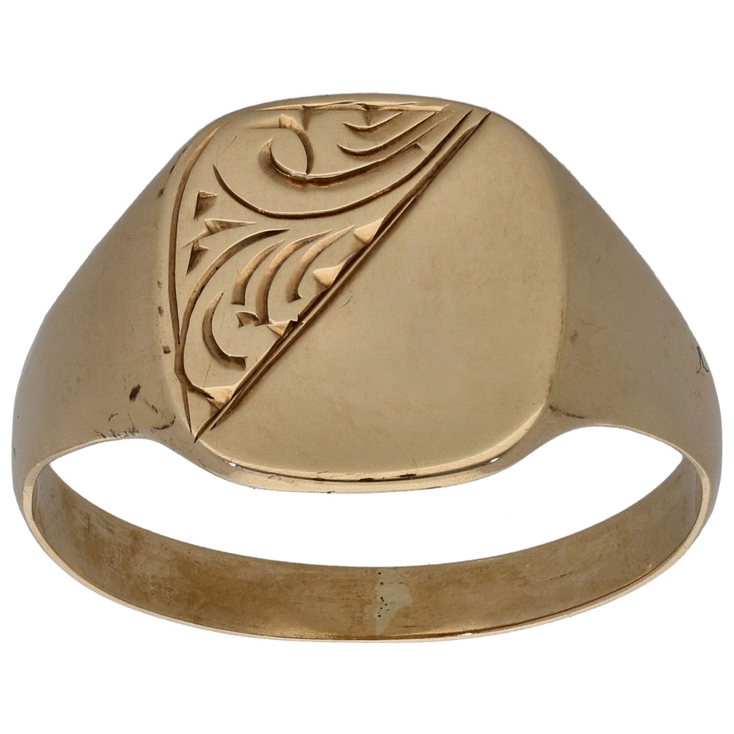 9ct Gold Patterned Signet Ring Size V
