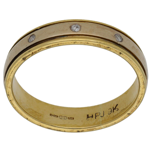 9ct Gold 0.03ct Diamond Trilogy Ring Size L