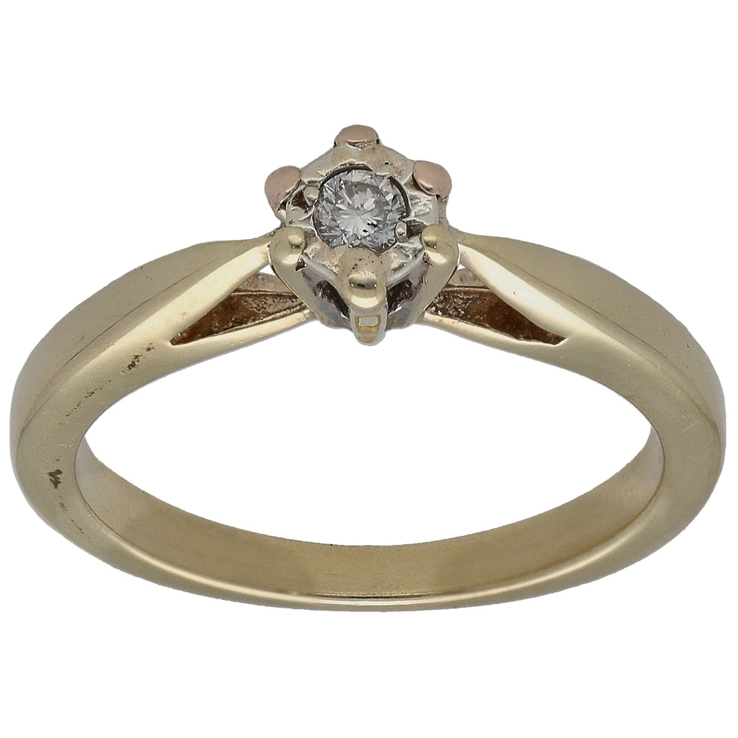 9ct Gold 0.15ct Diamond Solitaire Ring Size N