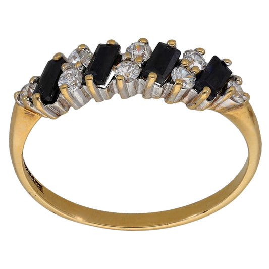 9ct Gold Sapphire & Cubic Zirconia Dress/Cocktail Ring Size R