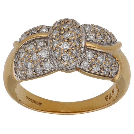 9ct Gold 0.45ct Diamond Dress/Cocktail Ring Size M